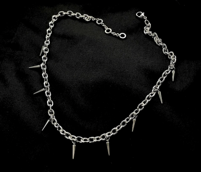 Pulse Spike Necklace-Shock the system with the Pulse Spike Necklace. Polished chain with sharp steel spikes—bold Voltage energy for solo wear or layered looks. Shop now.