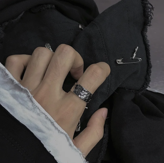 Static Ice Surge - Hammered Ring-Unleash raw energy with the Irregular hammered Ring. 316L steel, bold undulating texture, rebellious style—crafted for those who break the mold. Shop now.