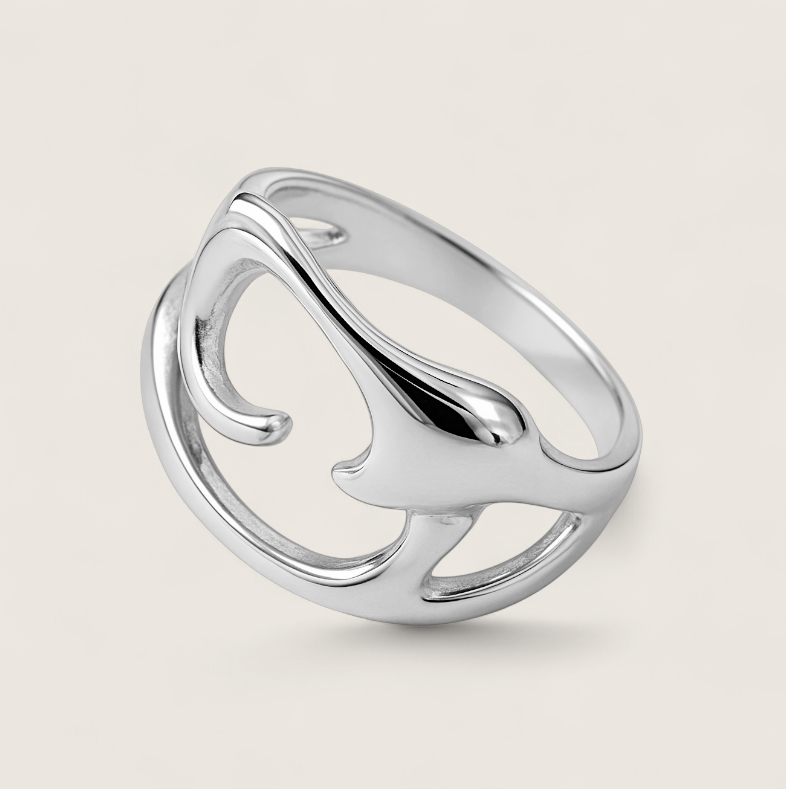 Liquid CircuitBreaker - Arc Ring-Channel raw energy with the CircuitBreaker Ring. Polished steel band with fluid openwork arcs and bold negative-space design. Shop now.
