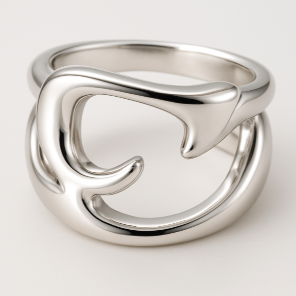 Liquid CircuitBreaker - Arc Ring-Channel raw energy with the CircuitBreaker Ring. Polished steel band with fluid openwork arcs and bold negative-space design. Shop now.