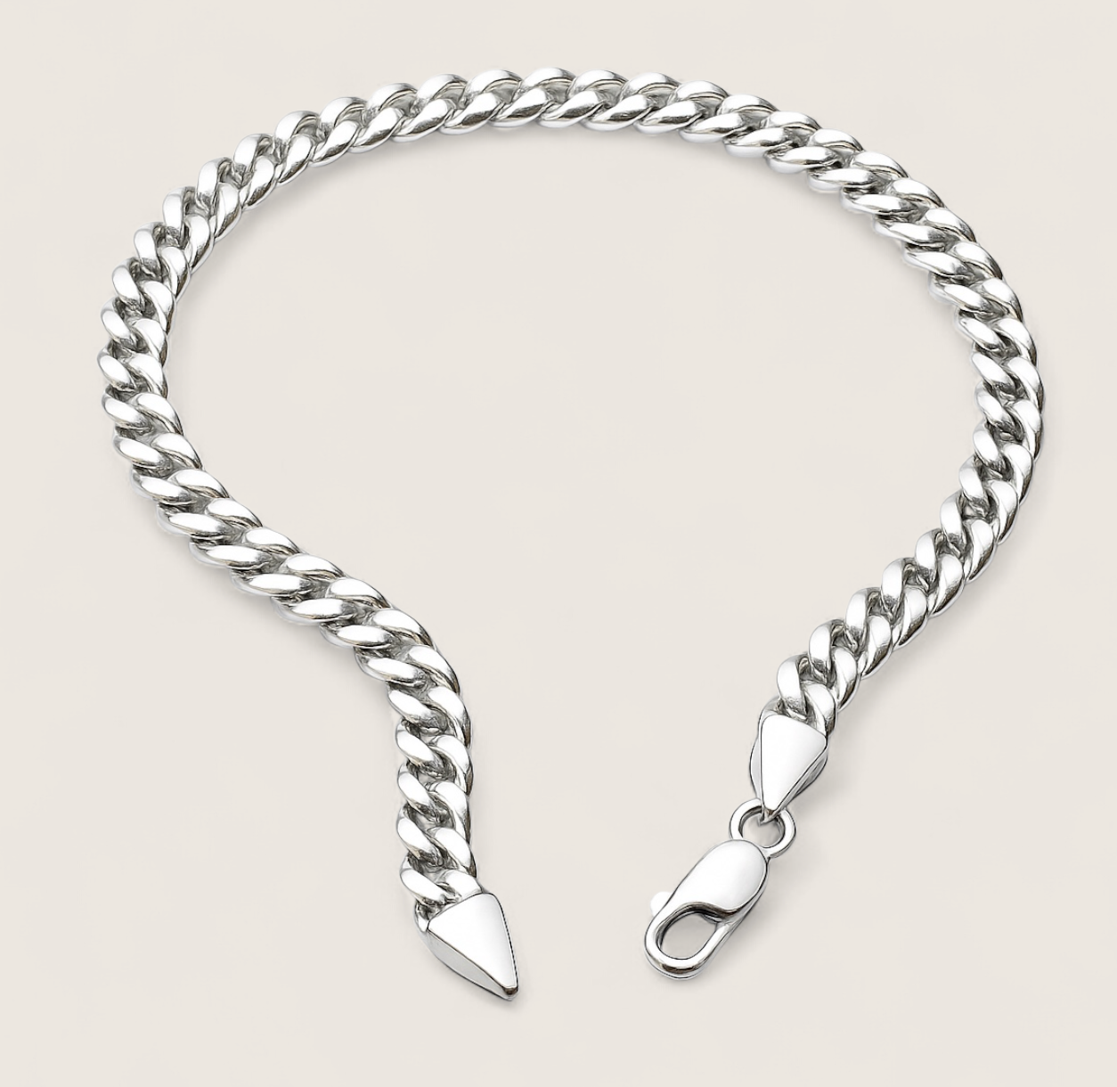 The Argent Curb – 5.8mm Sterling Silver Chain-5.8mm solid sterling silver curb chain. Polished flat links, crafted in Italy. Clean, bold silhouette—perfect solo or layered. Shop now.