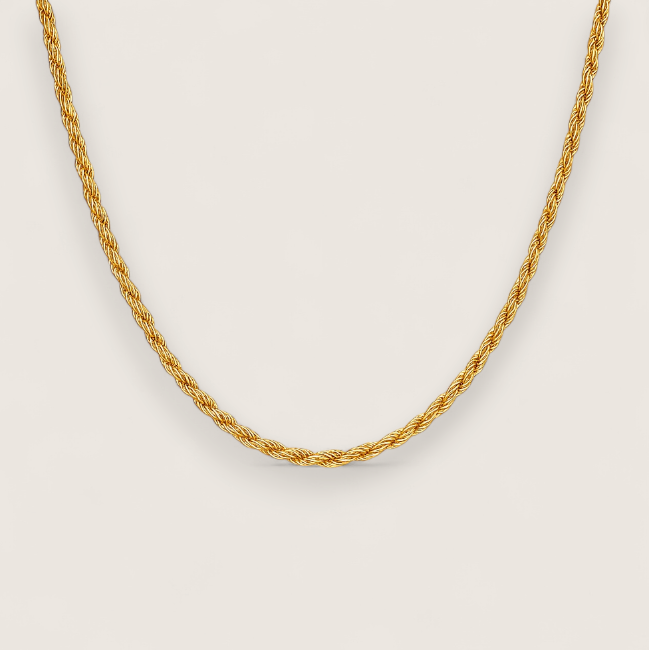 The Iron Twist - Steel Rope Chain-Modern 316L stainless steel rope chain in polished or gold-plated finish. Bold 6 mm or slim 3 mm width. Rugged style with easy clasp. Shop now.