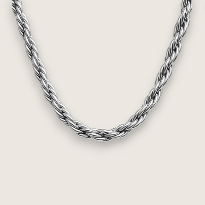 The Iron Twist - Steel Rope Chain-Modern 316L stainless steel rope chain in polished or gold-plated finish. Bold 6 mm or slim 3 mm width. Rugged style with easy clasp. Shop now.