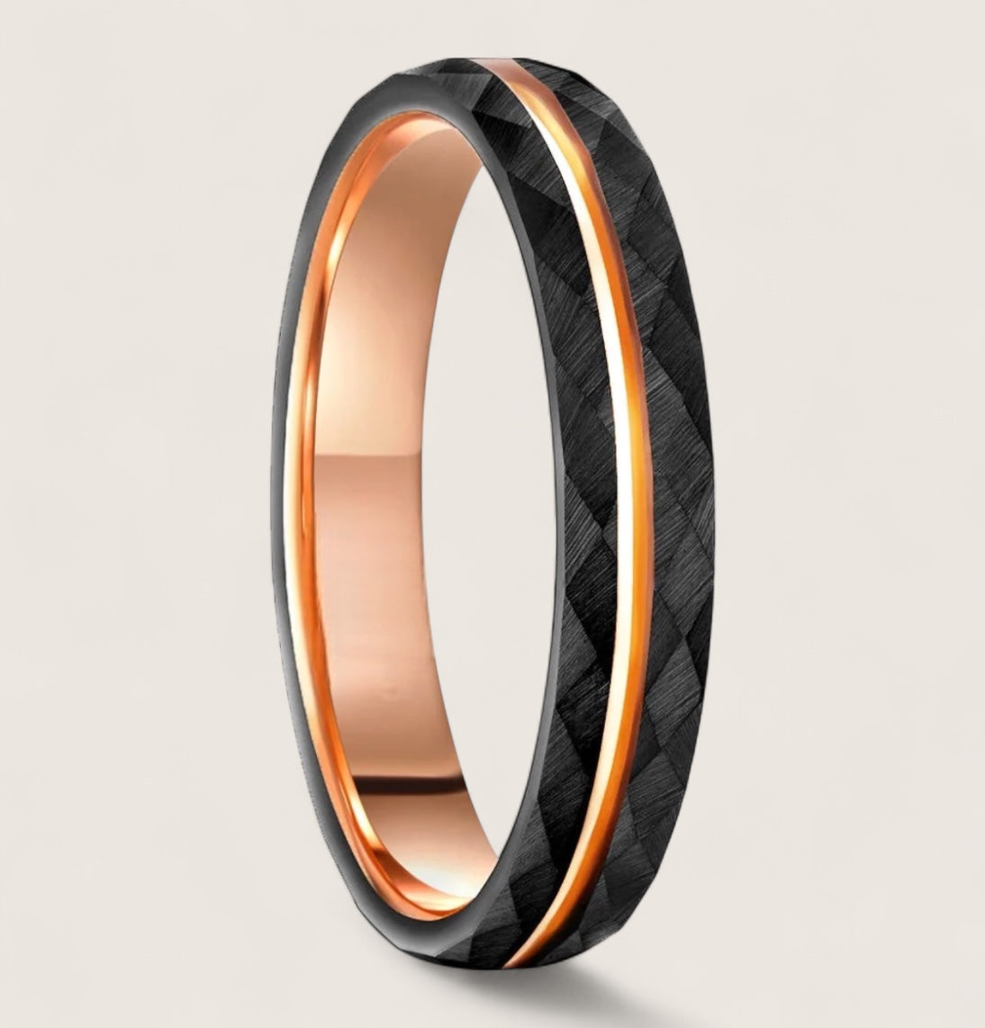 The Ember Line – Black & Rose Gold Tungsten Ring