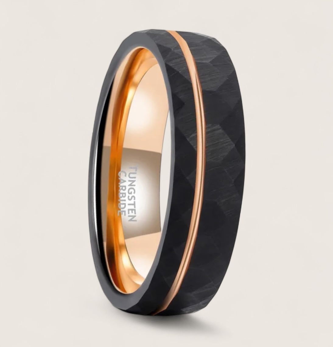 The Ember Line – Black & Rose Gold Tungsten Ring