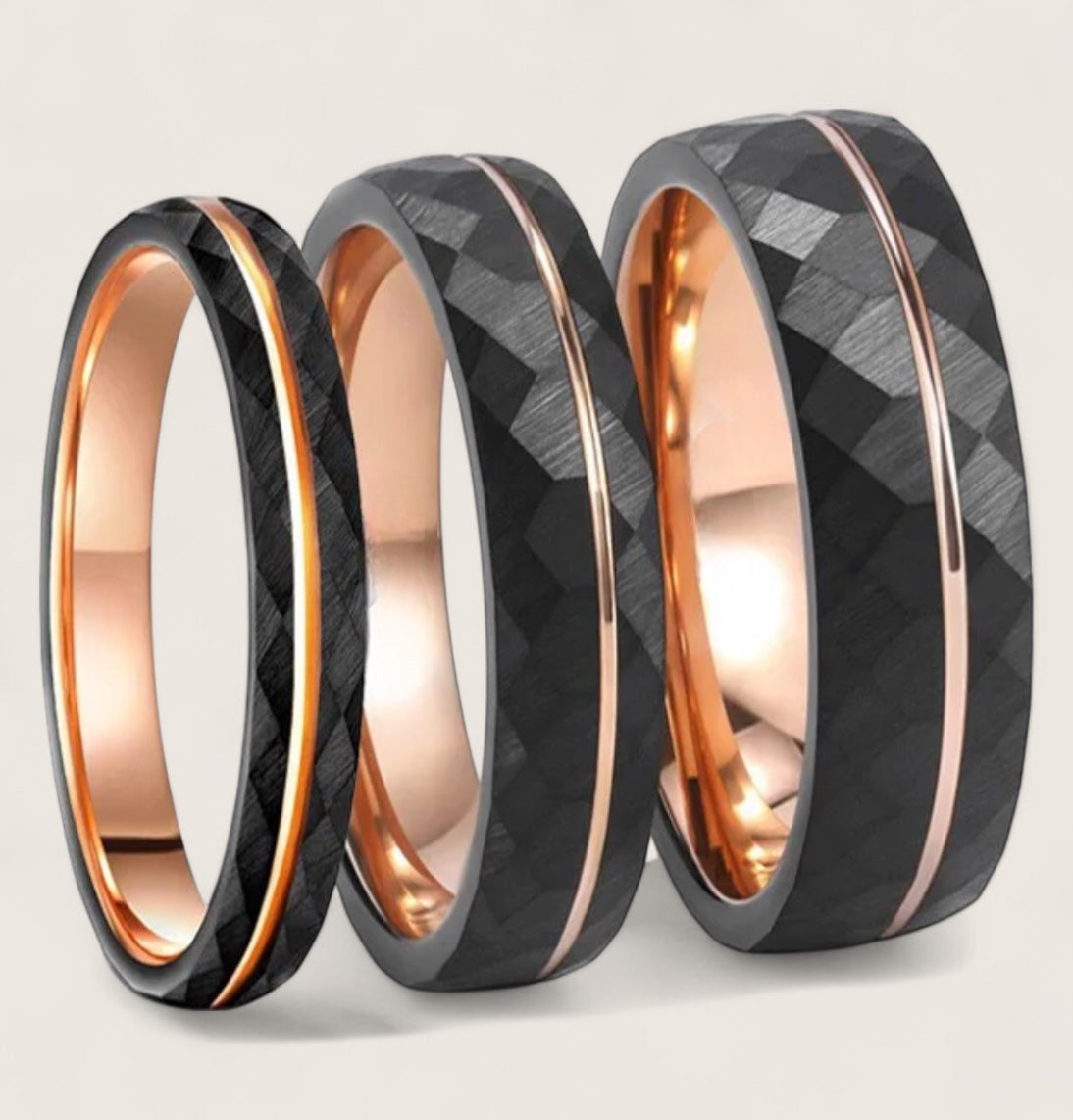 The Ember Line – Black & Rose Gold Tungsten Ring