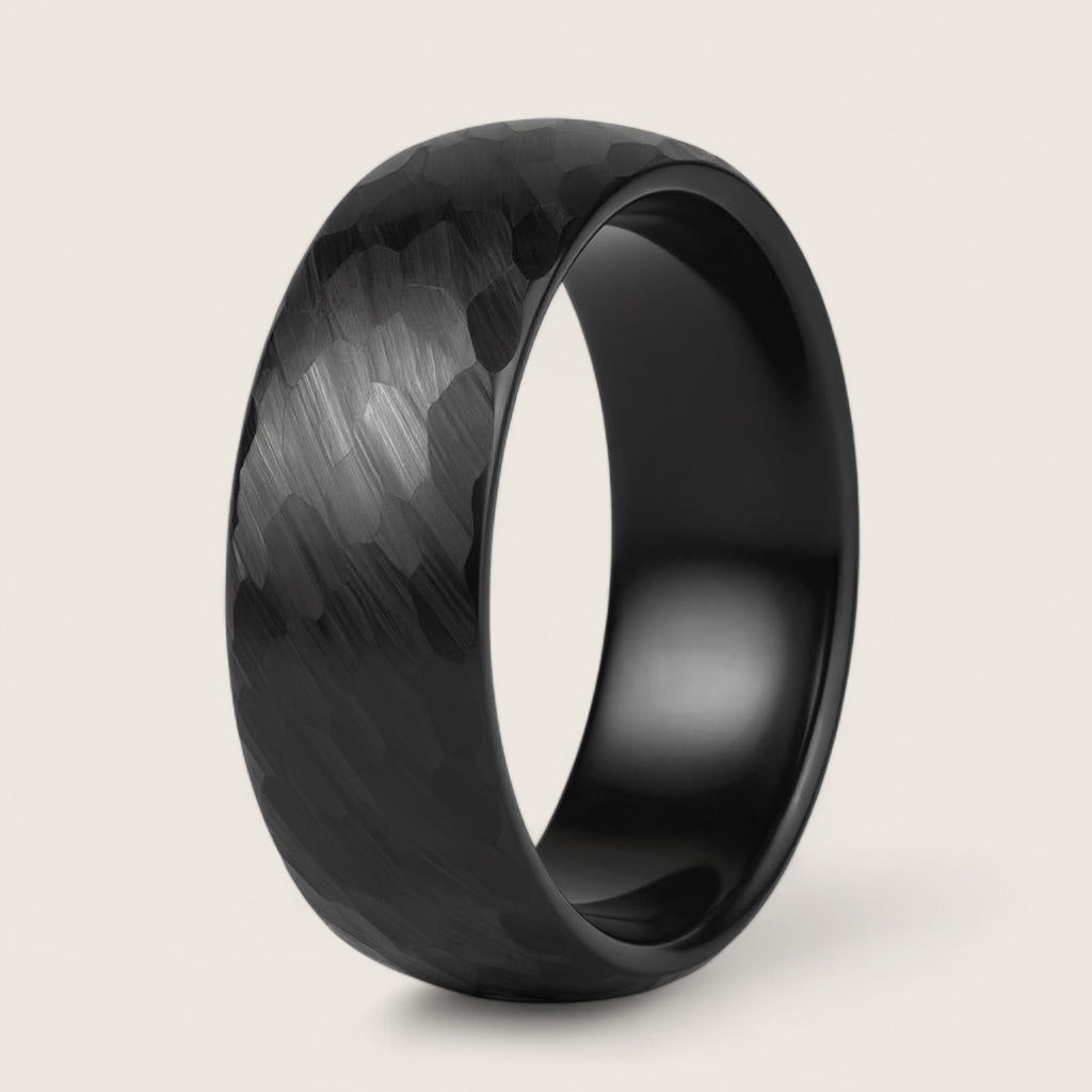 The Obsidian Edge – Diamond-Cut Tungsten Ring