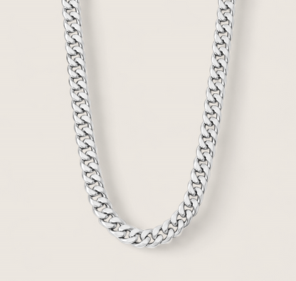 The Argent Curb – 5.8mm Sterling Silver Chain-5.8mm solid sterling silver curb chain. Polished flat links, crafted in Italy. Clean, bold silhouette—perfect solo or layered. Shop now.