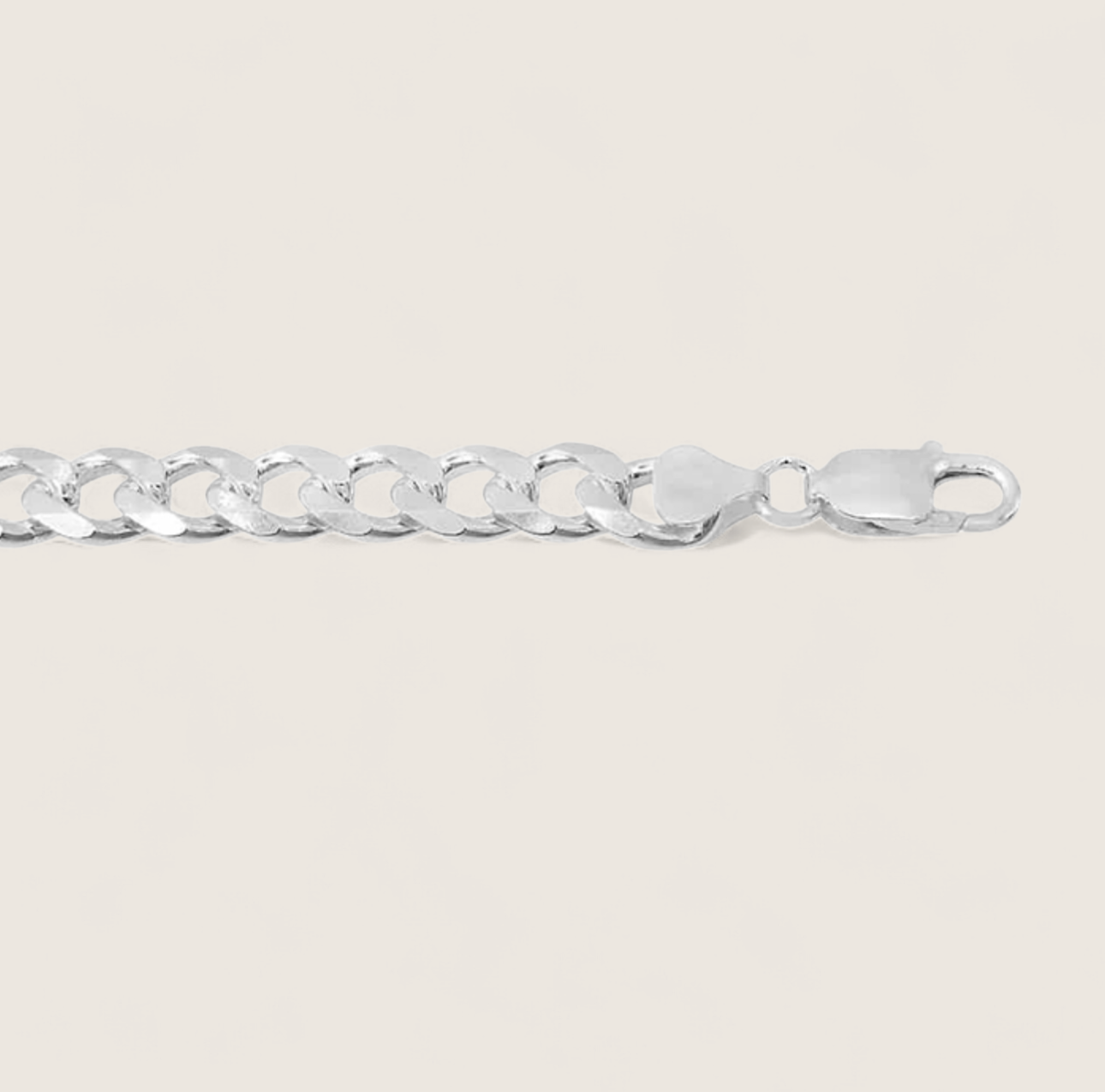 The Argent Curb – 6.7mm Sterling Silver Chain-6.7mm solid sterling silver curb chain. Polished flat links crafted in Italy for bold, versatile style. Wear solo or layered. Shop now.