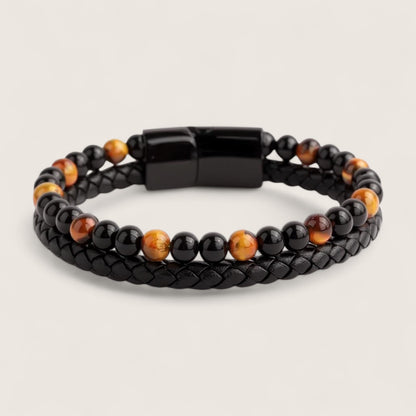 The Forge Duo - Leather Gemstone Bracelet