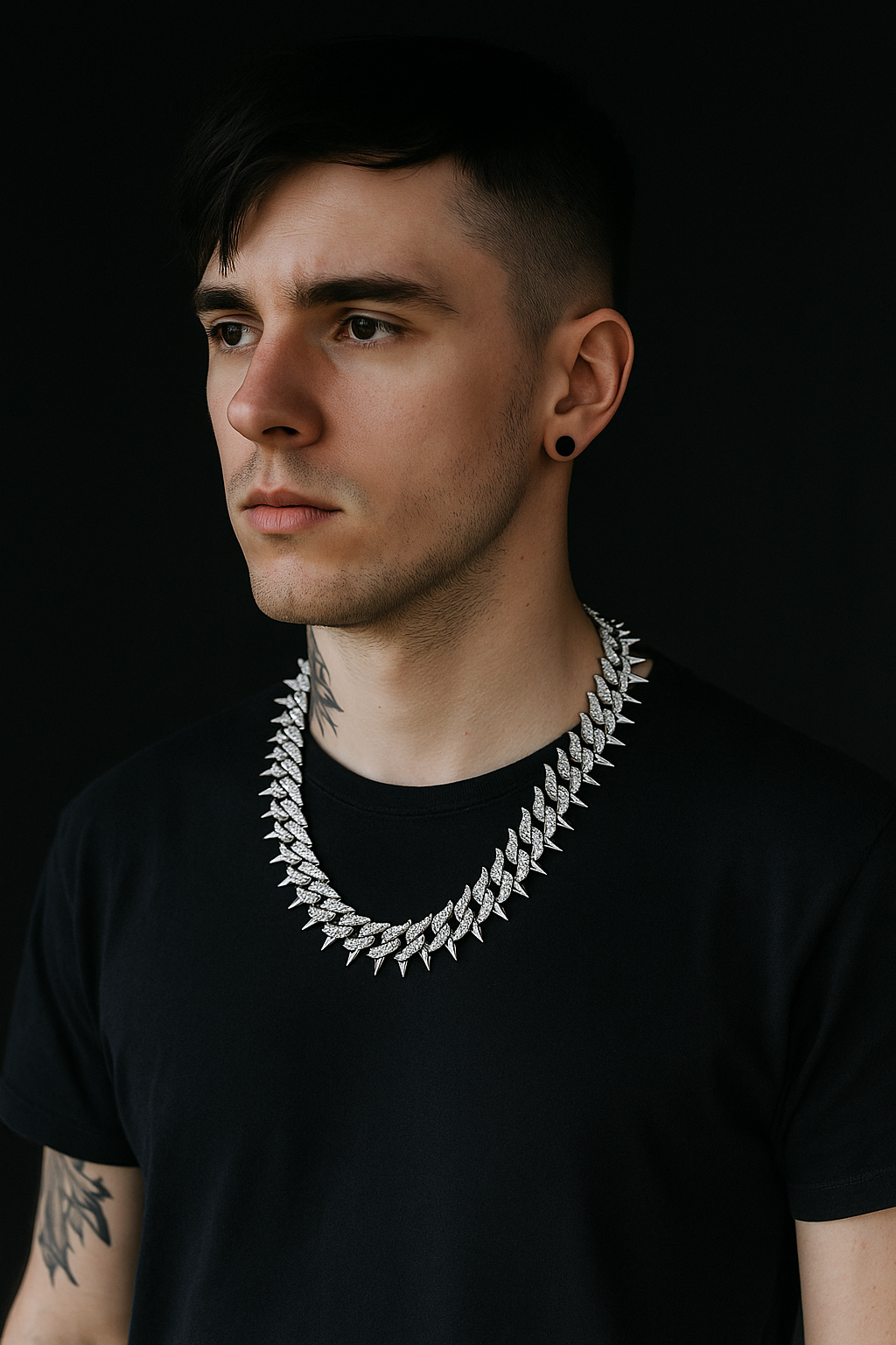 The Frostbite – 22″ Spiked Iced Cuban Chain-Strike with Frostbite. 20mm iced Cuban chain with CZ stones and razor-edged links. 22" of bold, high-voltage energy and cold precision. Shop now.