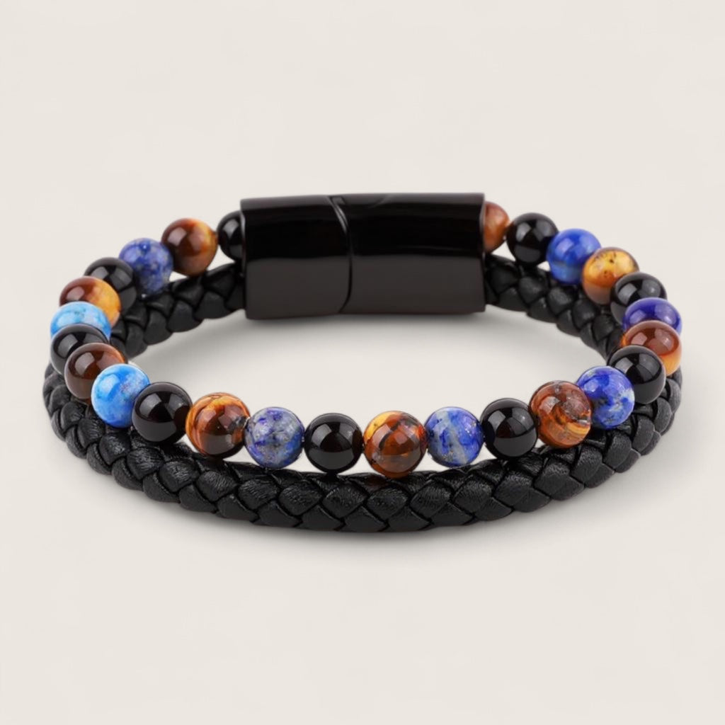 The Forge Duo - Leather Gemstone Bracelet
