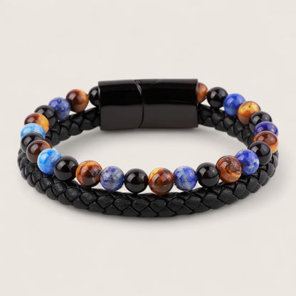 The Forge Duo - Leather Gemstone Bracelet