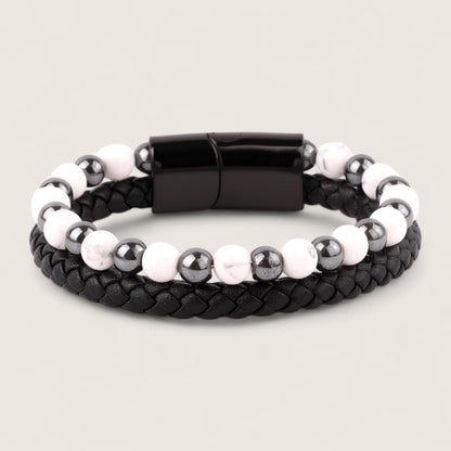 The Forge Duo - Leather Gemstone Bracelet