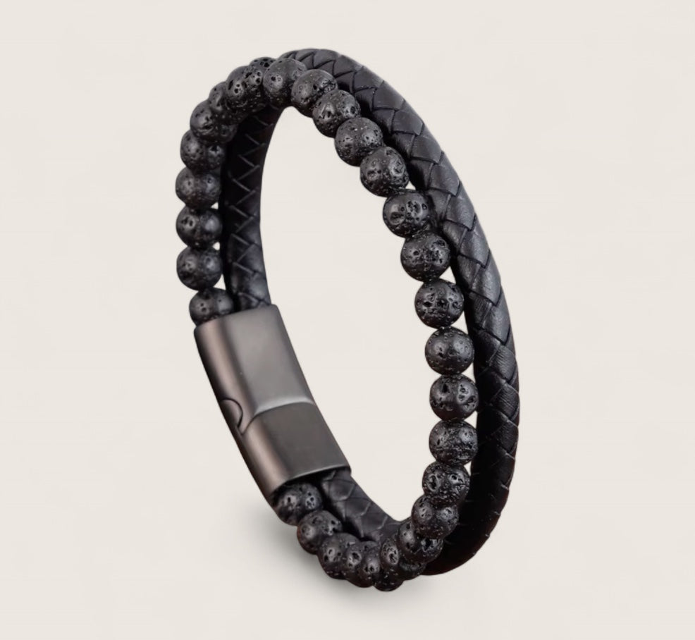 The Forge Duo - Leather Gemstone Bracelet