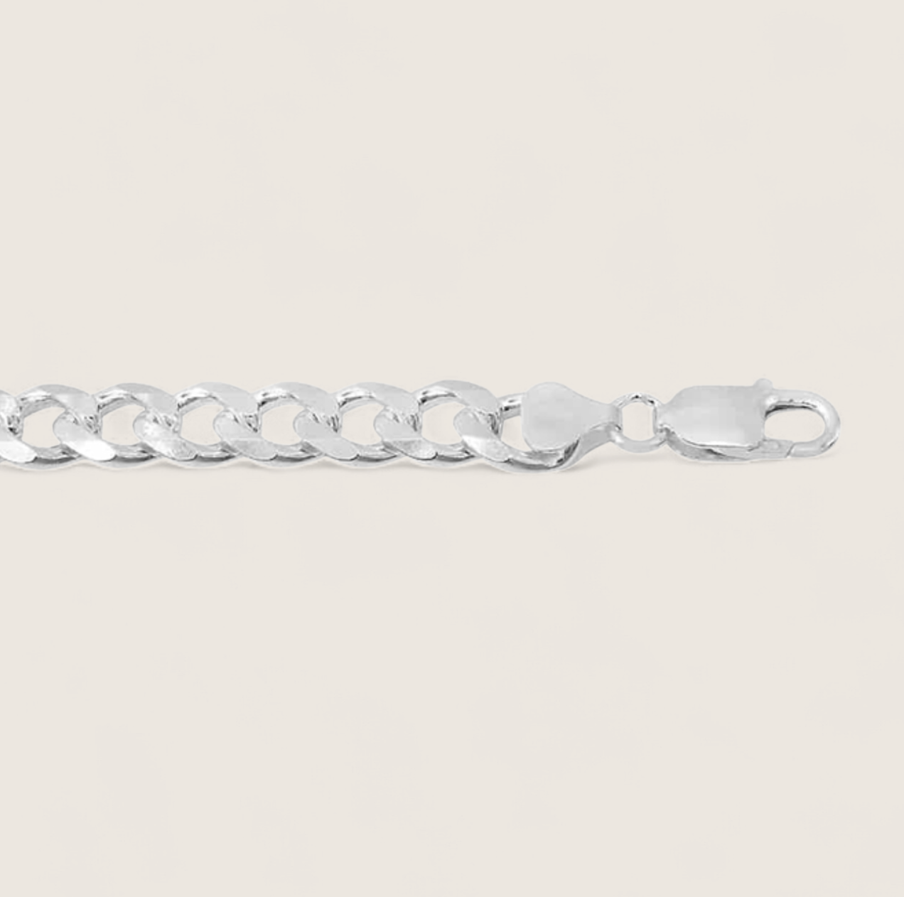 The Argent Curb – 5.8mm Sterling Silver Chain-5.8mm solid sterling silver curb chain. Polished flat links, crafted in Italy. Clean, bold silhouette—perfect solo or layered. Shop now.
