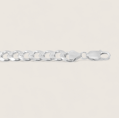 The Argent Curb – 5.8mm Sterling Silver Chain-5.8mm solid sterling silver curb chain. Polished flat links, crafted in Italy. Clean, bold silhouette—perfect solo or layered. Shop now.