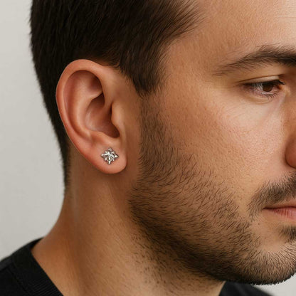 Starbreaker Studs – 8mm Edgy Star Steel Earrings-Channel supernova energy with Micro-Star Studs. CNC-milled steel stars catch light like electric sparks. Bold, scratch-resistant style. Shop now.