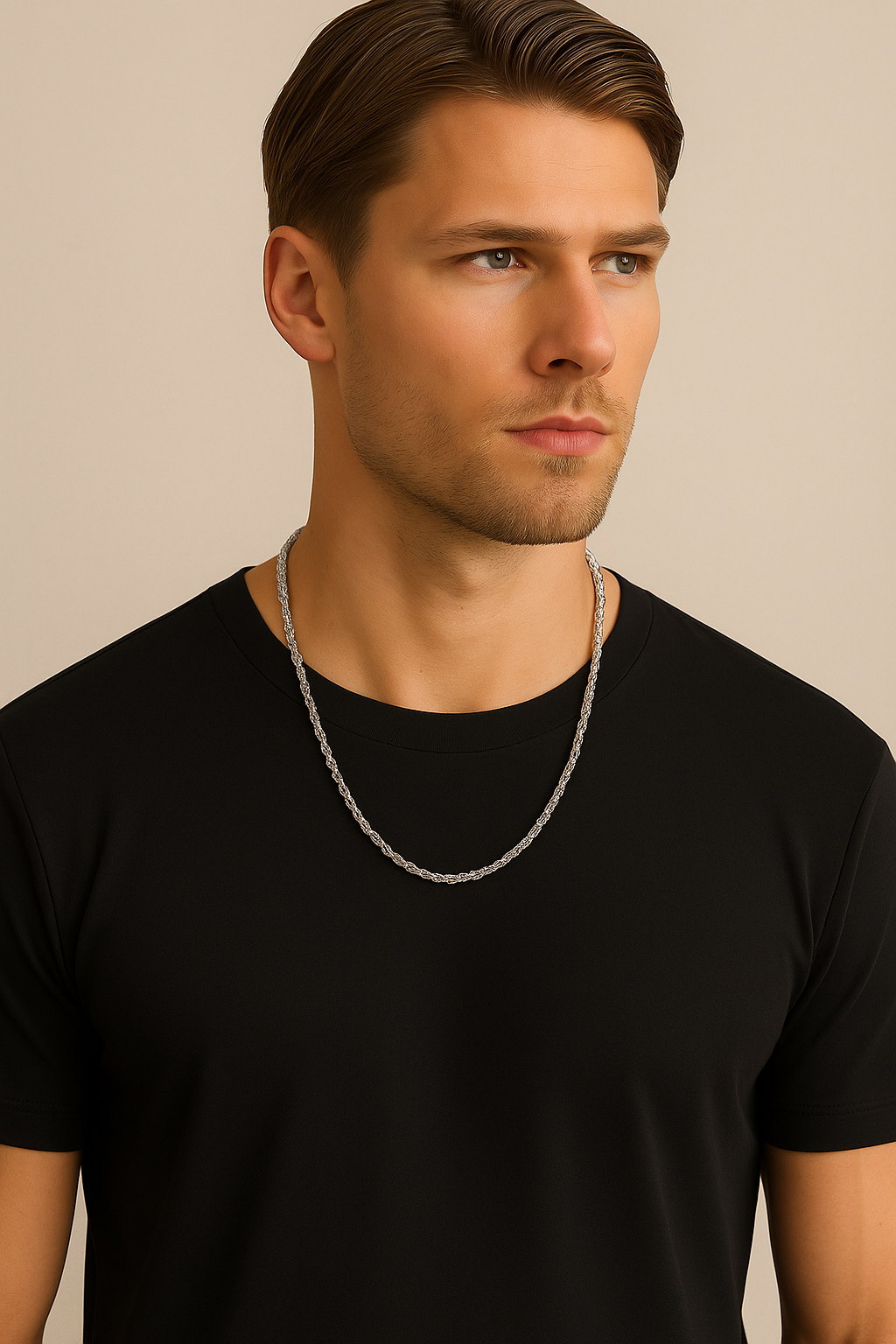The Iron Twist - Steel Rope Chain-Modern 316L stainless steel rope chain in polished or gold-plated finish. Bold 6 mm or slim 3 mm width. Rugged style with easy clasp. Shop now.