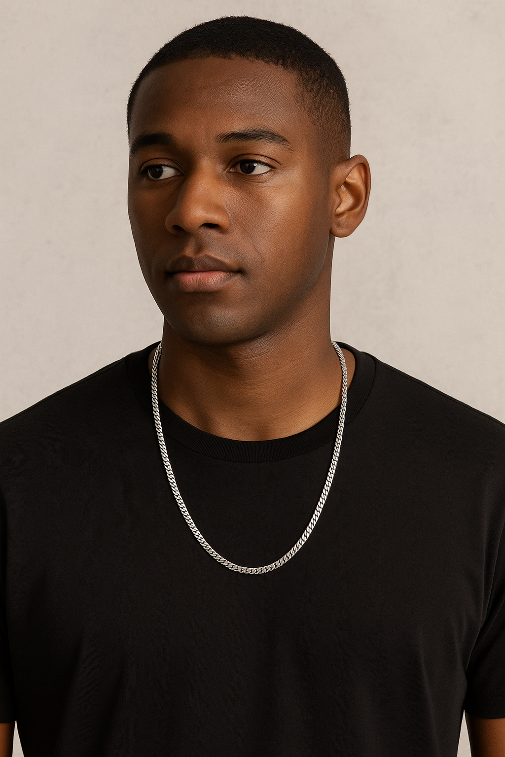 The Argent Curb – 4.5mm Sterling Silver Chain-4.5mm solid sterling silver curb chain. Polished flat links, crafted in Italy. Clean, bold silhouette—wear solo or layered. Shop now.