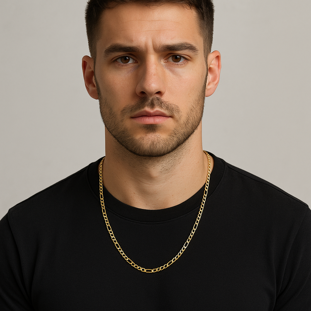 The Gilded Stride – 3.5mm Gold Figaro Chain