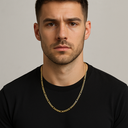 The Gilded Stride – 3.5mm Gold Figaro Chain