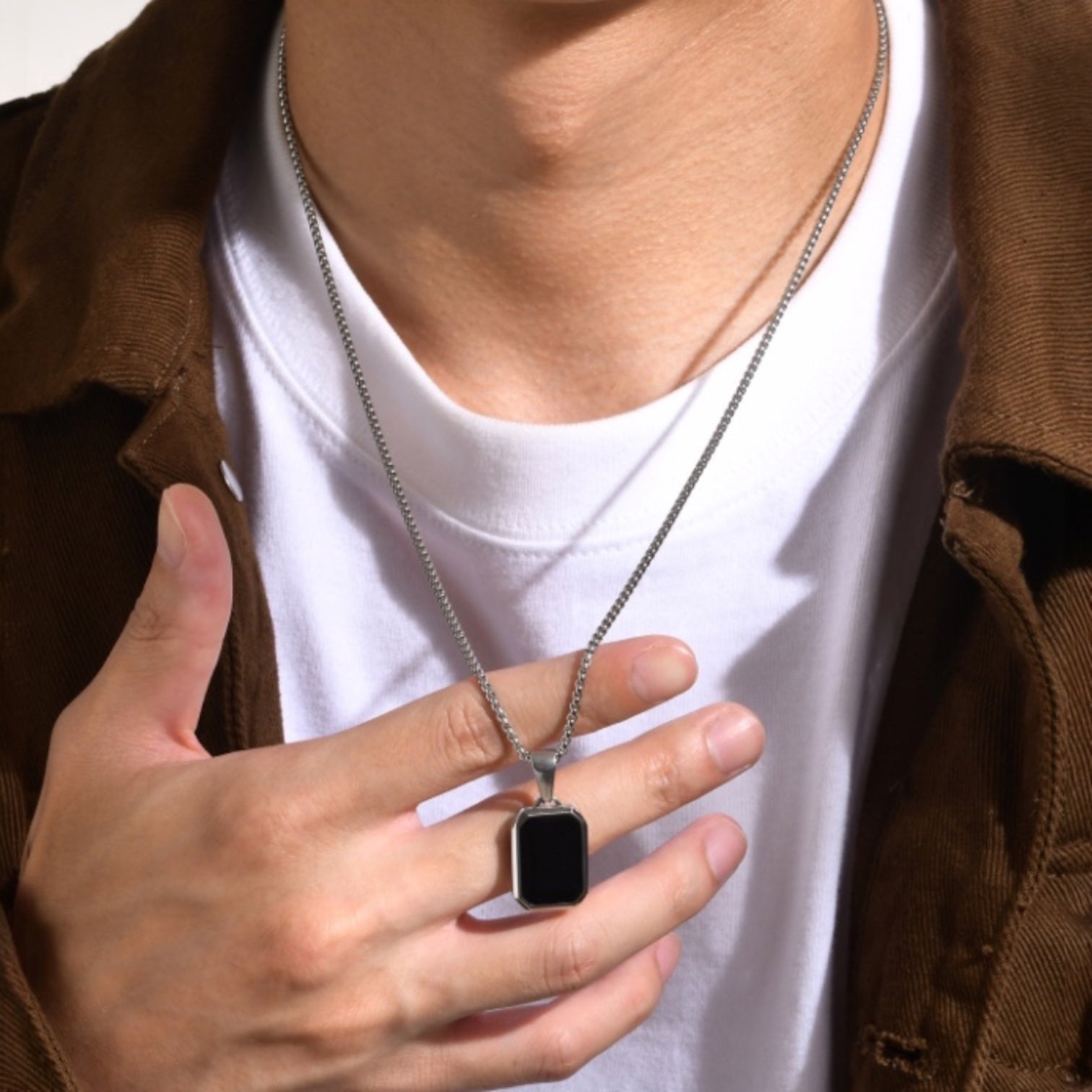 The Aegis - Stone Dog tag Necklace