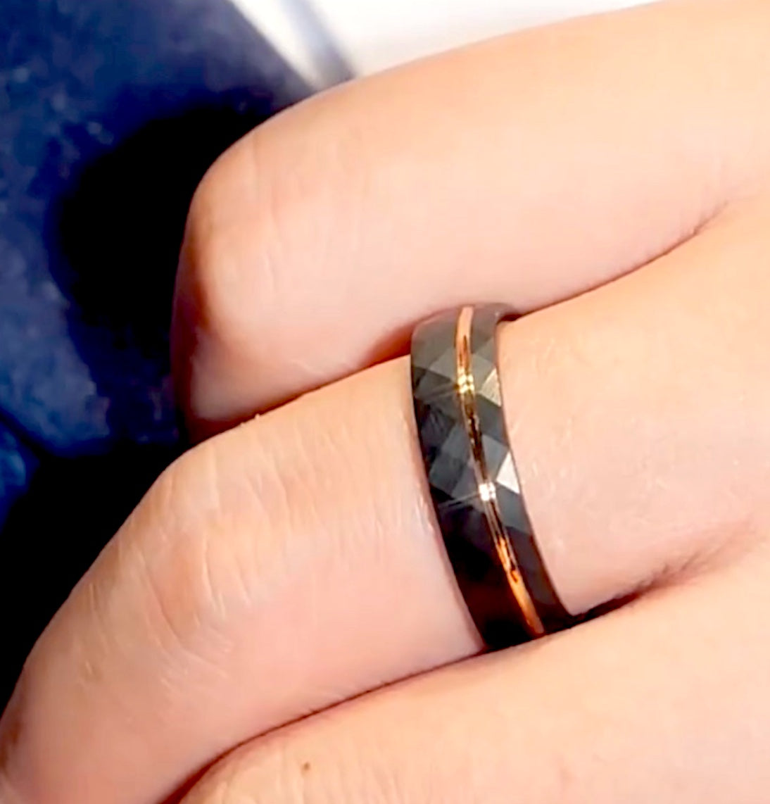 The Ember Line – Black & Rose Gold Tungsten Ring