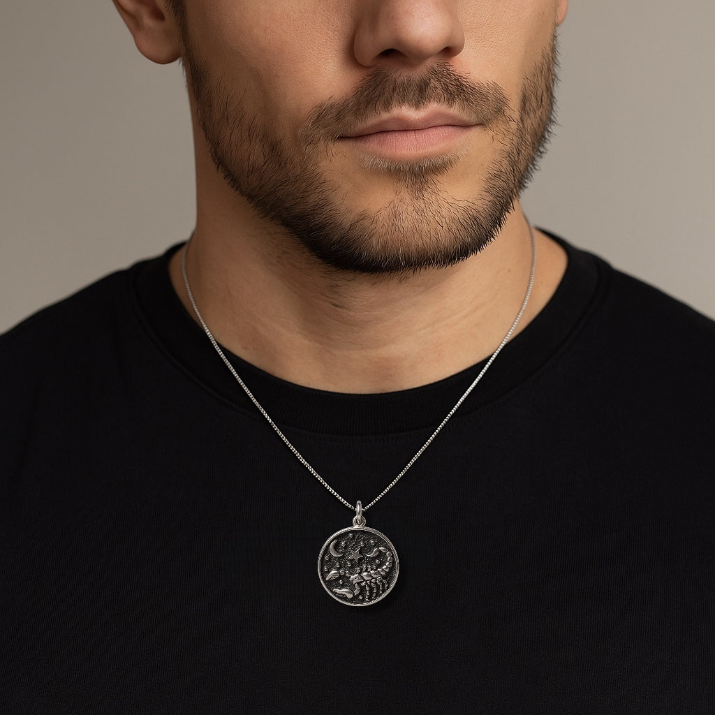 Scorpio Double-Sided Coin Zodiac Necklace