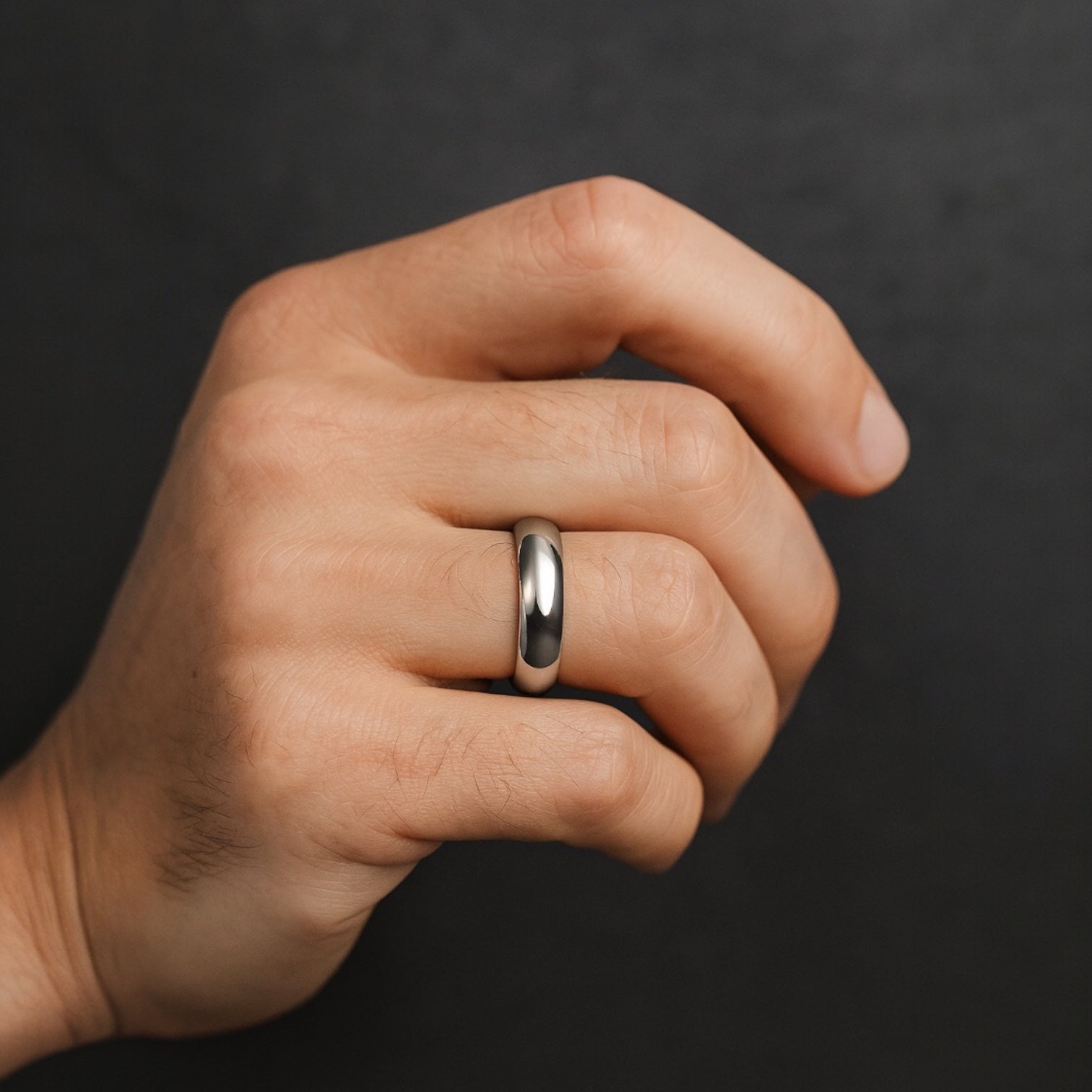 Argent Arc Ring – Sterling Silver Dome Band