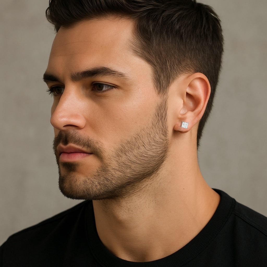 Glacial Ice CZ Studs – Square Earrings