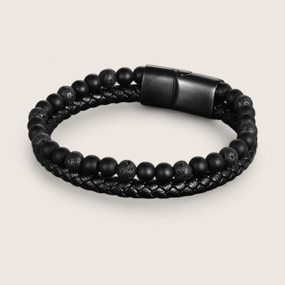The Forge Duo - Leather Gemstone Bracelet