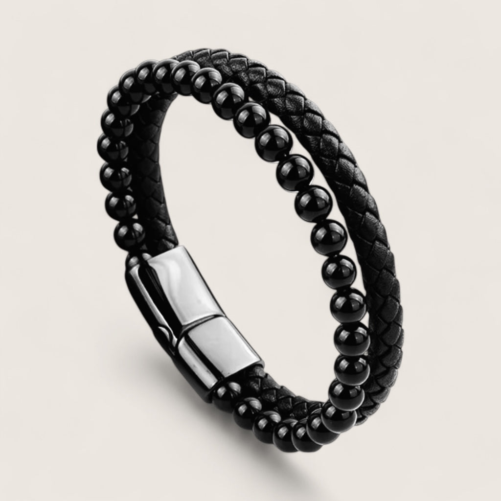 The Forge Duo - Leather Gemstone Bracelet