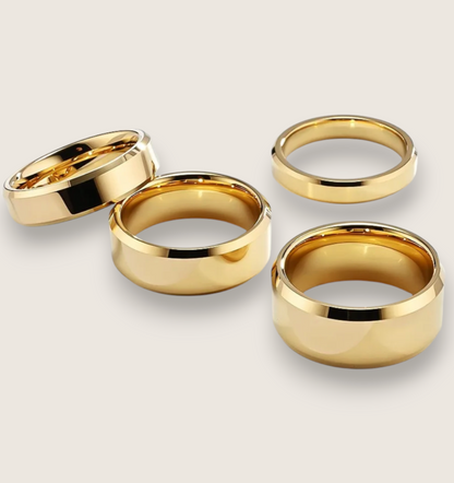 The Radiant Bevel – Polished Flat Tungsten Ring-Forge sleek minimalism with the Radiant Bevel. Polished tungsten band with beveled edges and comfort fit. Bold, enduring style for every day. Shop now.