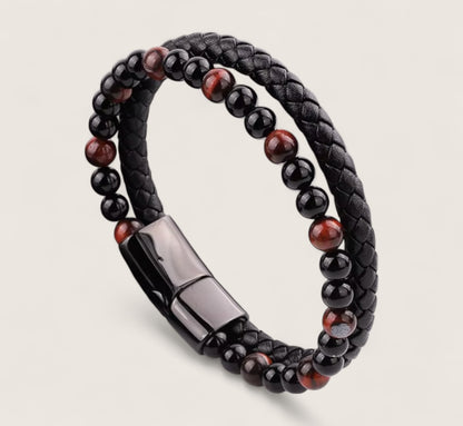 The Forge Duo - Leather Gemstone Bracelet