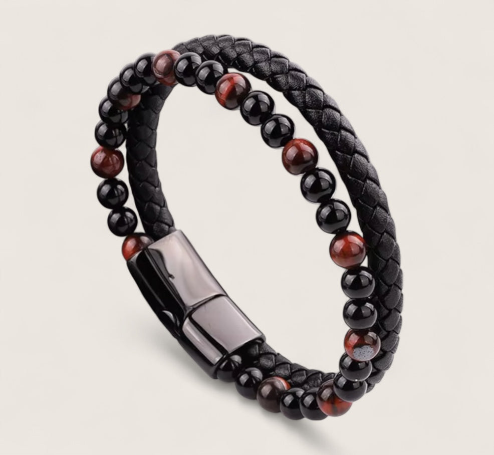 The Forge Duo - Leather Gemstone Bracelet