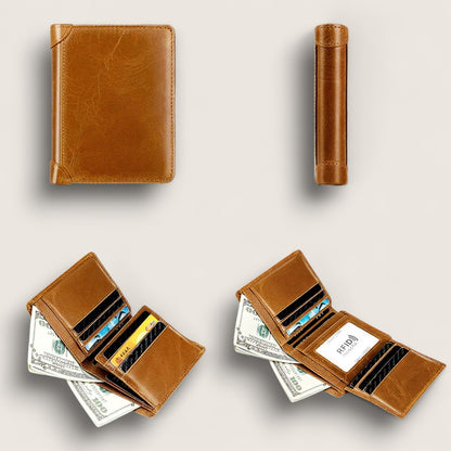 The TriFold Vanguard – Genuine Leather RFID Wallet