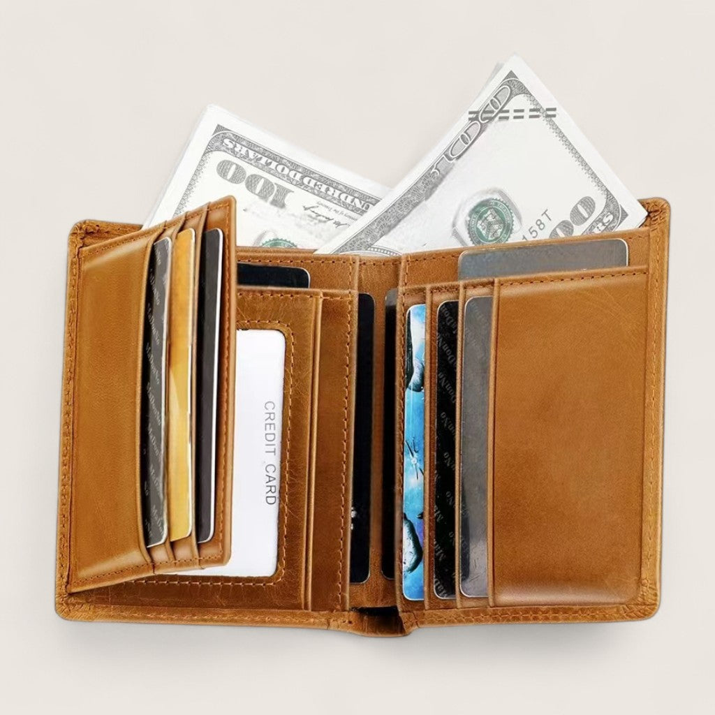 The TriFold Vanguard – Genuine Leather RFID Wallet